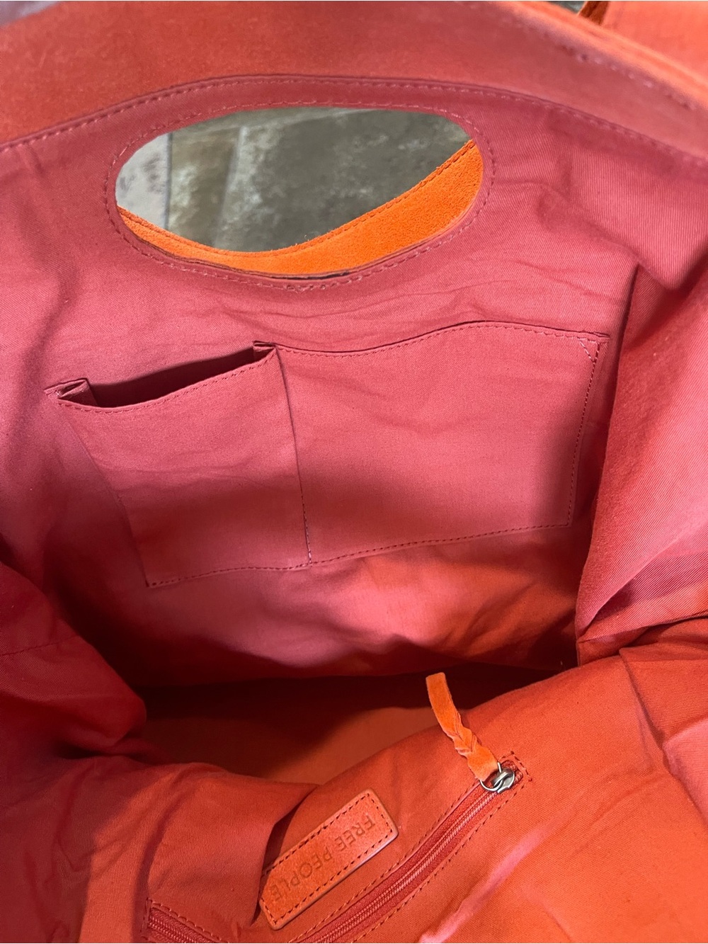NWT Free People Suede Caravan Tote Red Orange - Picture 6 of 6